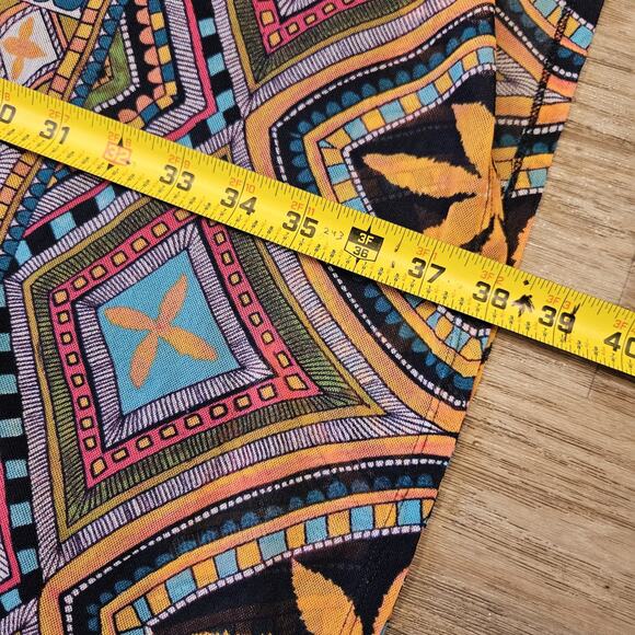 Chicos Midi Skirt Womens 3/XL Floral Geometric Artsy Boho Cottagecore Mesh - Picture 8 of 9